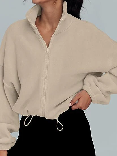 Damen Zip-Hoodie mit hohem Kragen und kontrastierenden Ärmeln Heidi-Mode - Image 10