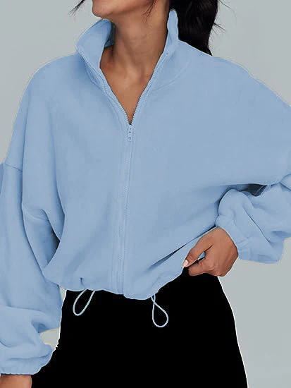 Damen Zip-Hoodie mit hohem Kragen und kontrastierenden Ärmeln Heidi-Mode - Image 9