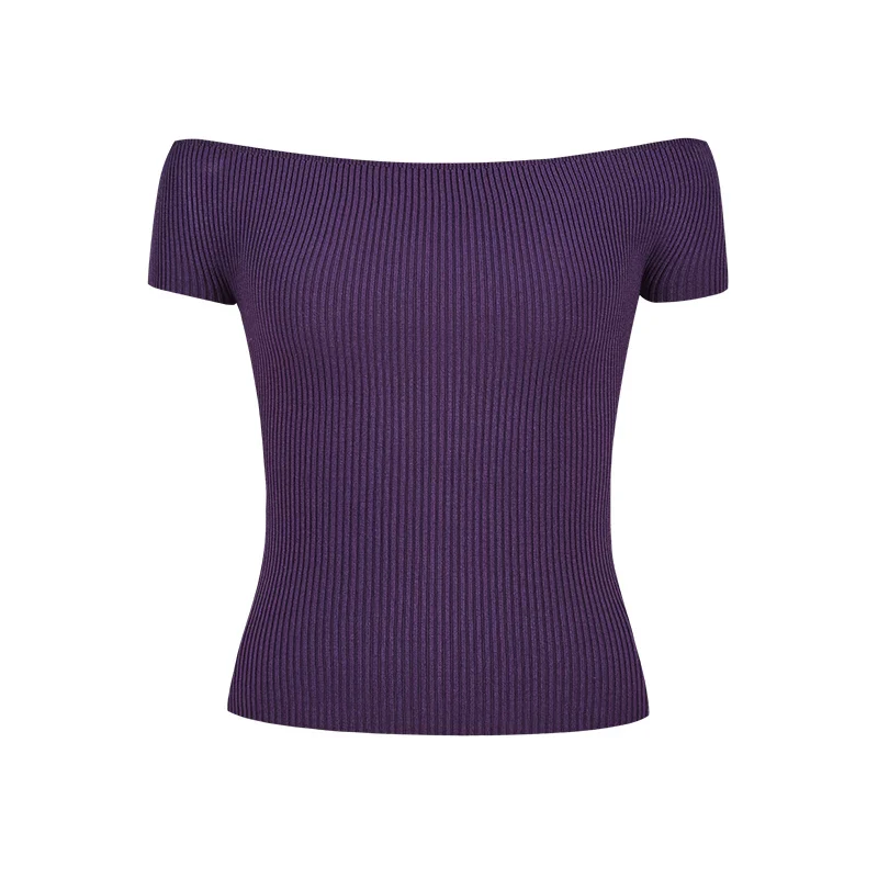 Ein-Schulter Strickoberteil Kurzarm Damen Sommer Top Dopamine Style - Image 8