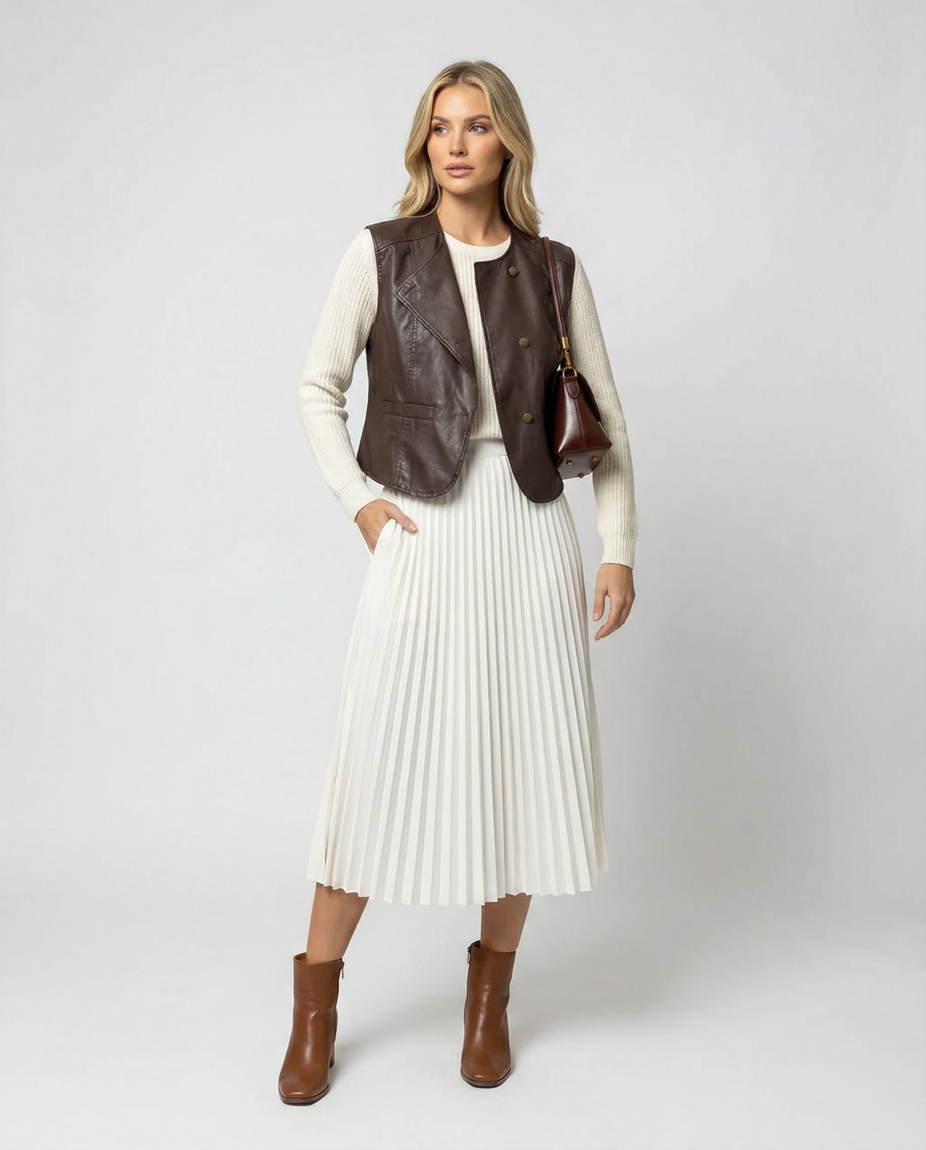 Elegante Ärmellose Damen Weste Übergröße Herbst Strickjacke Modisch Bequem - Image 2