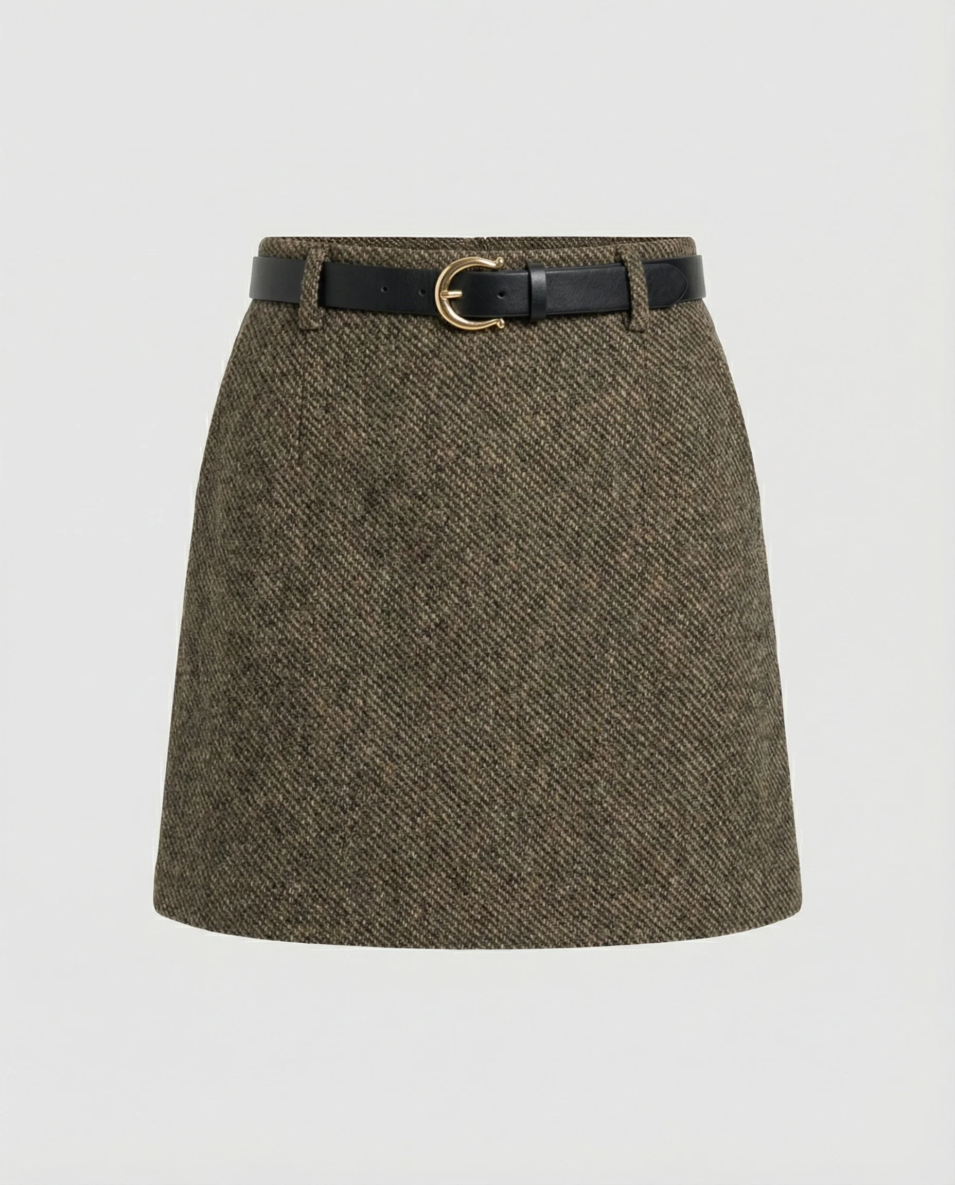 Eleganter A-Linien Wollrock in Mahagoni-Braun mit passendem Gürtel - Image 5