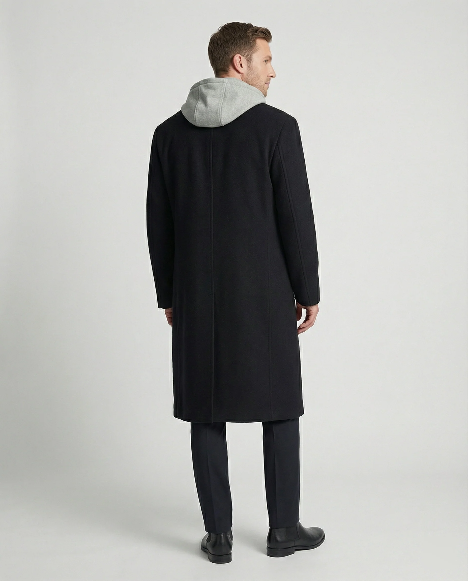 Eleganter Herren Wollmantel Mittellang mit Schulterpolstern Vibe Style Trenchcoat - Image 4