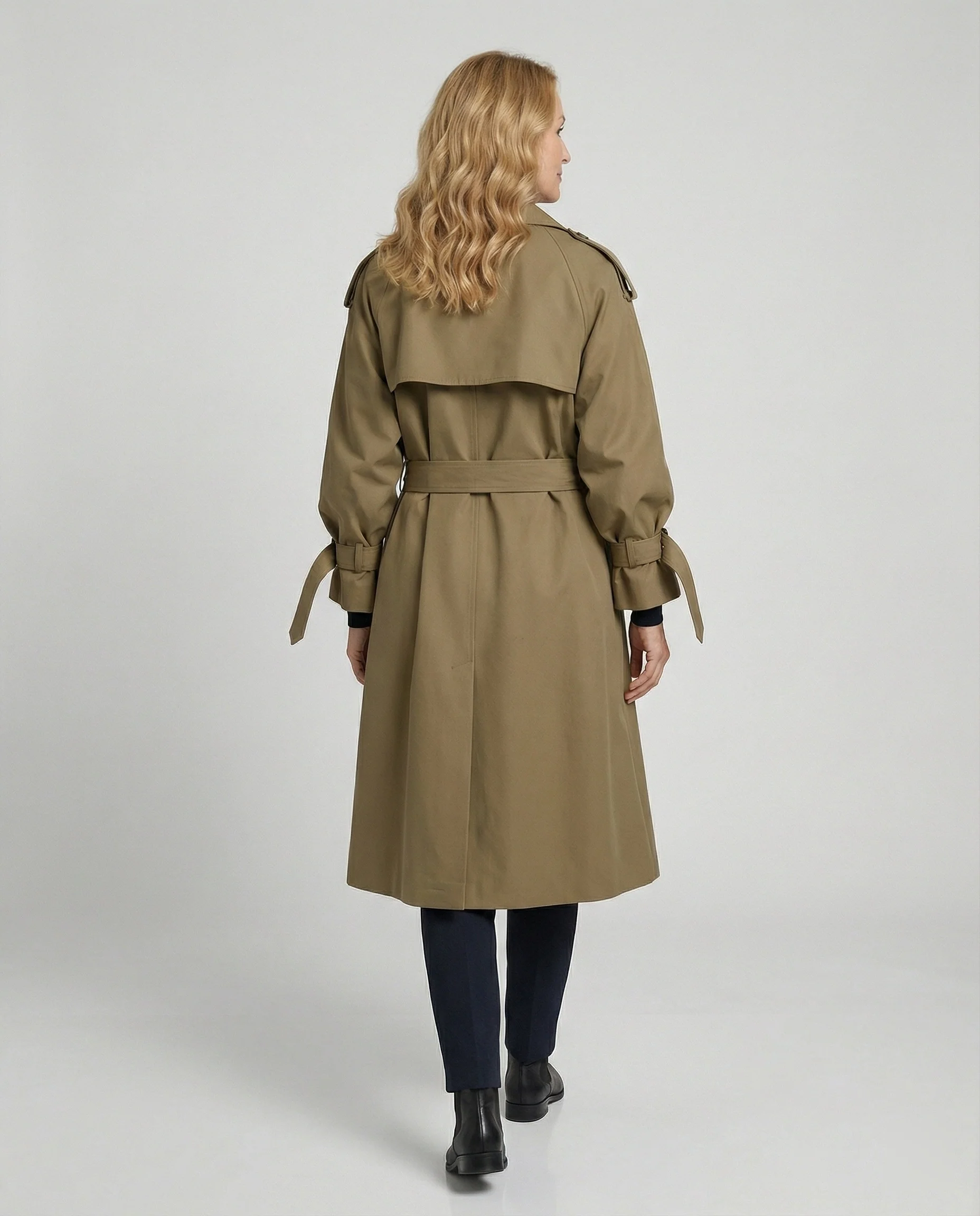 Eleganter Trenchcoat Damen Mittellang Design Mantel Frühling Herbst - Image 4