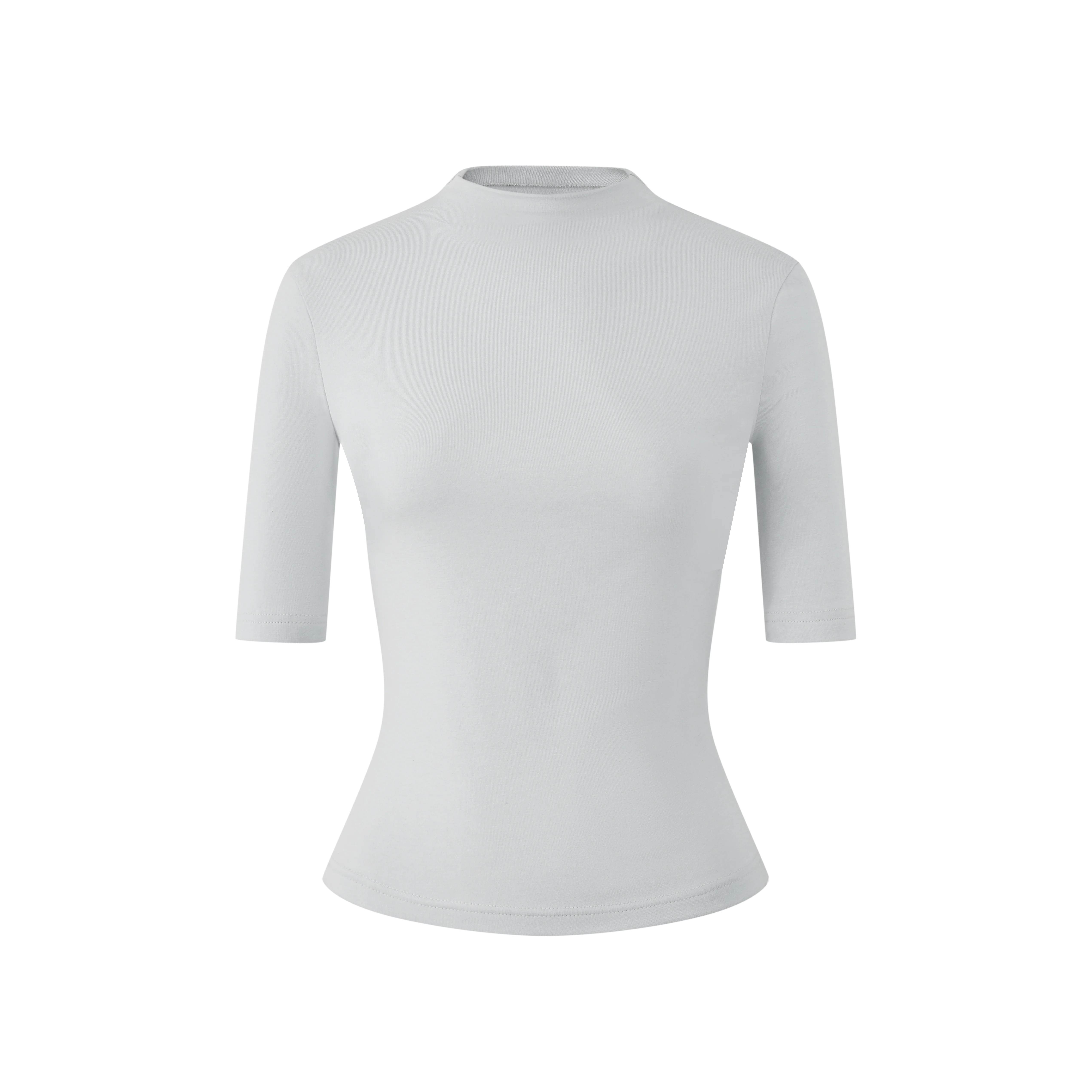 Enganliegendes Damen T-Shirt mit Merinowolle und Stehkragen für den Sommer - Image 10