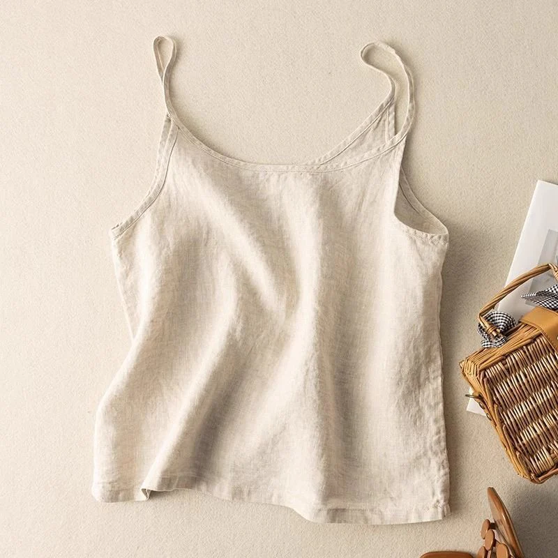 Damen Leichtes Leinen-Camisole-Top Heidi-Mode