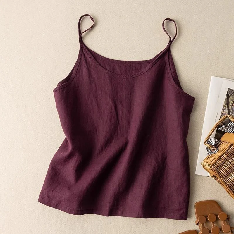 Damen Leichtes Leinen-Camisole-Top Heidi-Mode - Image 4