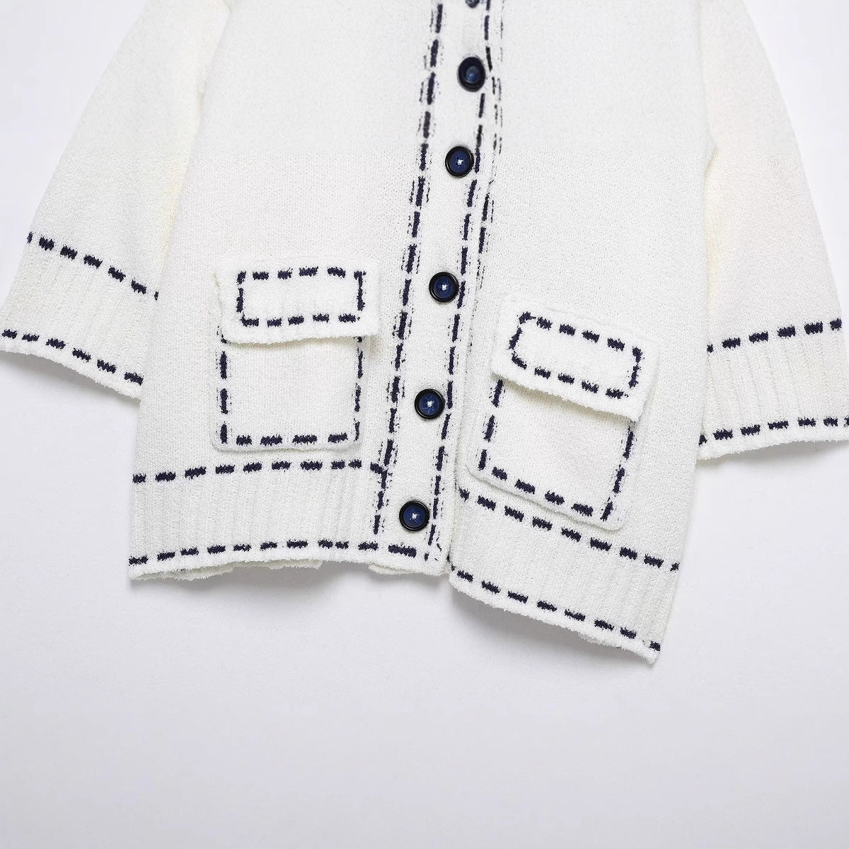 Damen Strukturierter Kurzarm Geschnittene Strickjacke Heidi-Mode - Image 2
