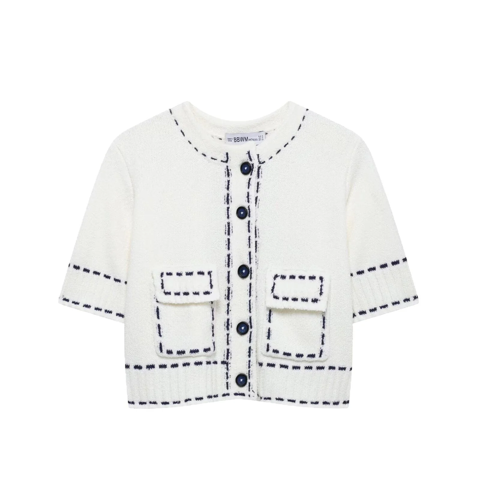 Damen Strukturierter Kurzarm Geschnittene Strickjacke Heidi-Mode - Image 5