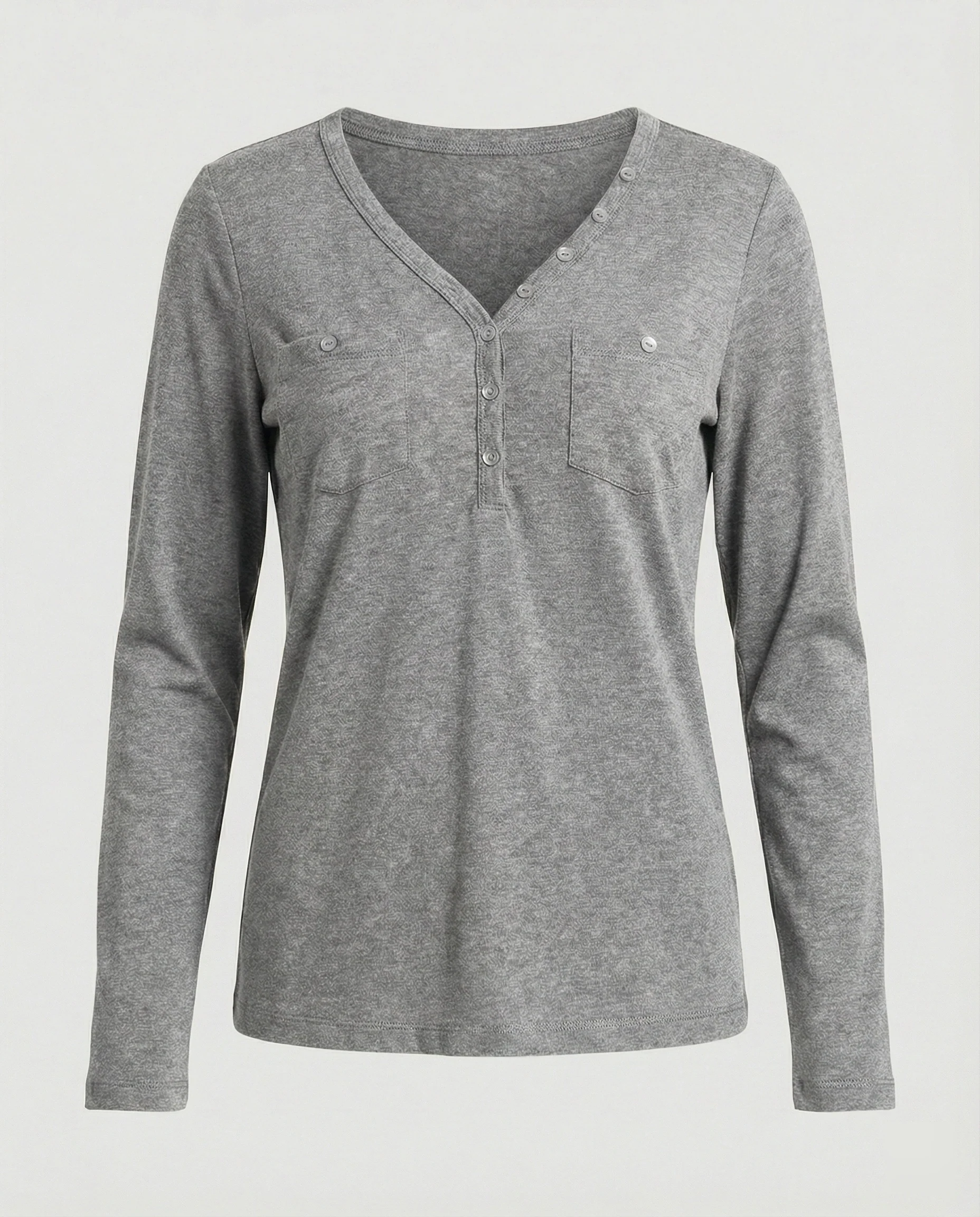Figurbetontes Damen Langarmshirt mit V-Ausschnitt für Herbst und Frühling - Image 8