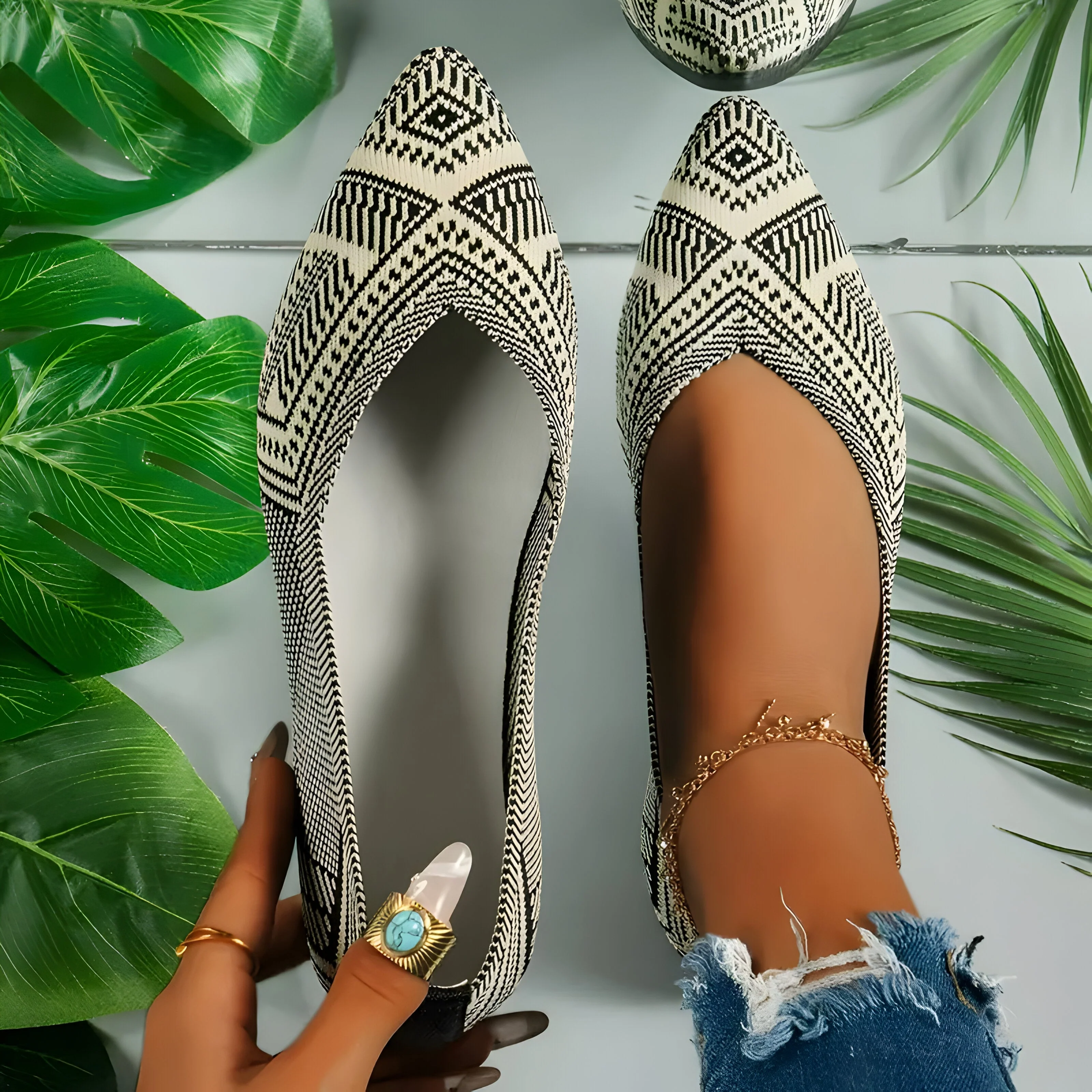 Laura | Flache Schuhe für Frauen aus Strick Heidi Mode - Image 2