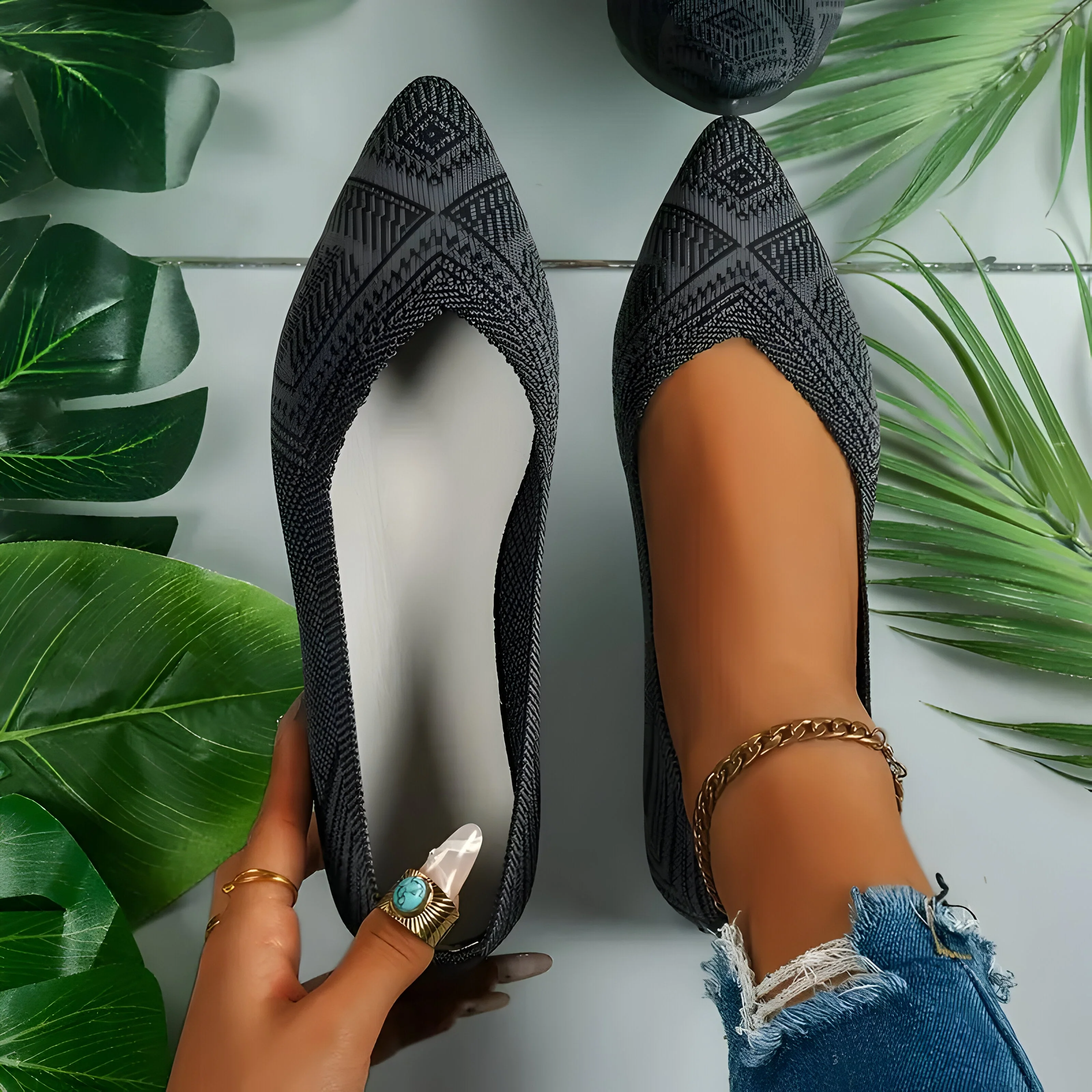 Laura | Flache Schuhe für Frauen aus Strick Heidi Mode - Image 8