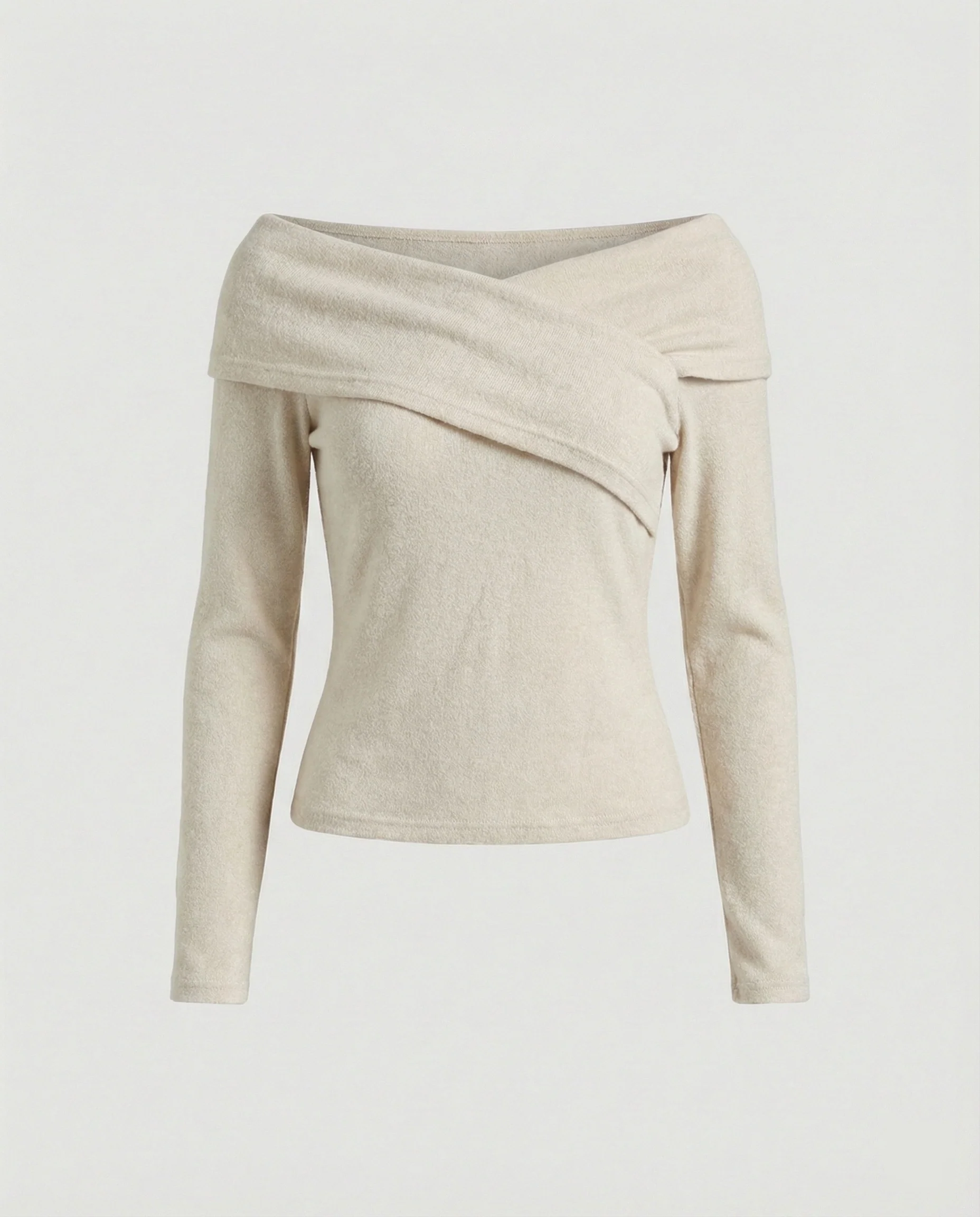Französisches V-Ausschnitt Langarmshirt Damen Slim Fit Stretch Oberteil - Image 6