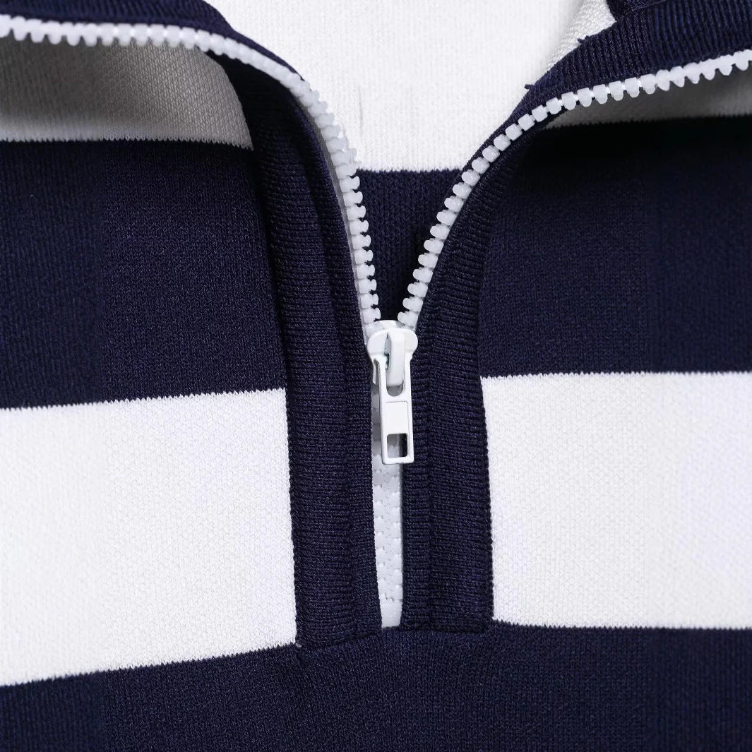 Damen Gestreiftes Ärmelloses Polokleid mit Hohem Kragen Heidi-Mode - Image 2