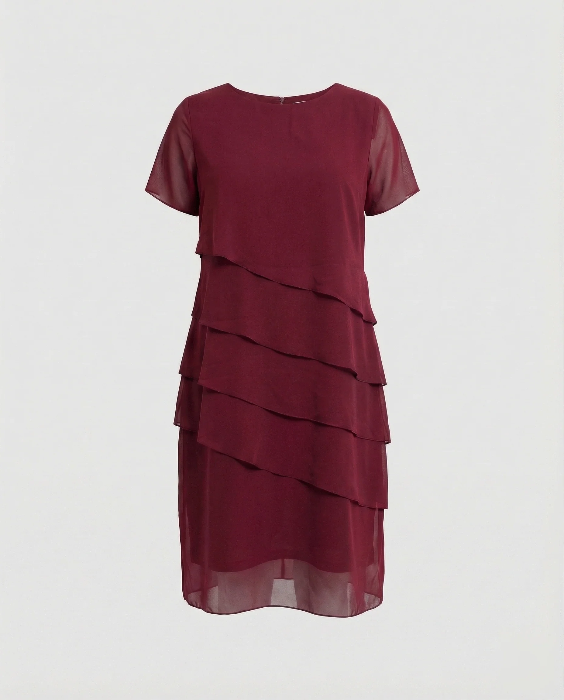 Damenkleid mit Rundhalsausschnitt, kurzen Ärmeln und mehrlagiger transparenter Overlay-Optik | Heidi-Mode - Image 6