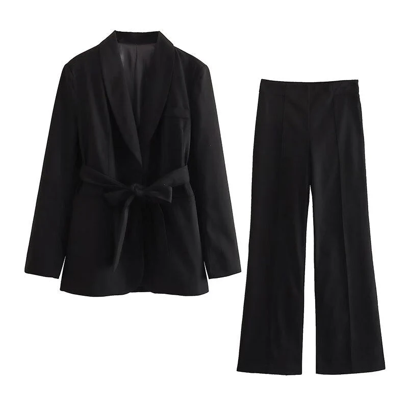 Heidi-Mode | 2-Teiliger Damenanzug Eleganter Blazer mit Gürtel und Passender Hose - Image 3