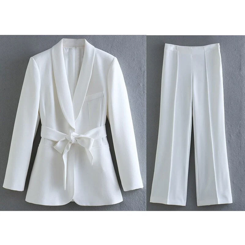 Heidi-Mode | 2-Teiliger Damenanzug Eleganter Blazer mit Gürtel und Passender Hose - Image 4