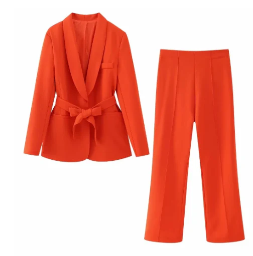 Heidi-Mode | 2-Teiliger Damenanzug Eleganter Blazer mit Gürtel und Passender Hose - Image 9