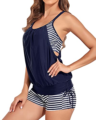 Heidi-Mode | 2 Teiliger Tummy Control Tankini Badeanzug für Damen mit Boyshorts