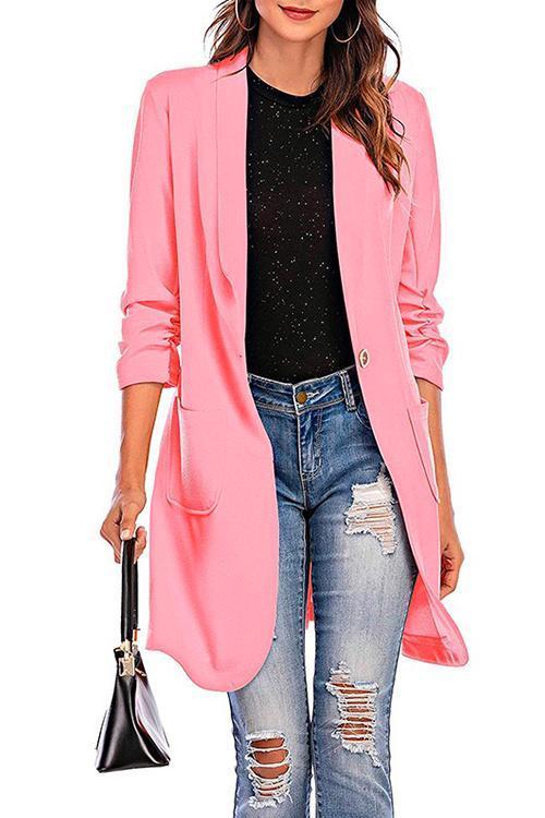 Heidi-Mode | Rosiedress 3/4 Ärmel Raffung Ein-Button Midi Cardigan - Image 3