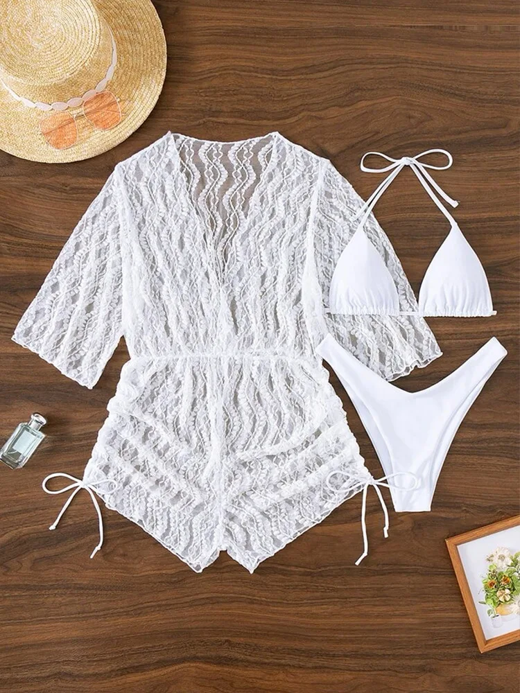 Heidi-Mode | 3 Stück Bikini Tropischer Druck Badebekleidung Halter Schnürseite Badebekleidung Frauen Badeanzug Weiblich Schwimmen Sommer Strandbekleidung - Image 6
