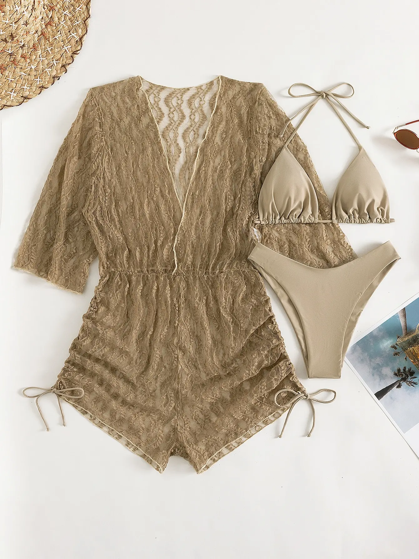 Heidi-Mode | 3 Stück Bikini Tropischer Druck Badebekleidung Halter Schnürseite Badebekleidung Frauen Badeanzug Weiblich Schwimmen Sommer Strandbekleidung - Image 8