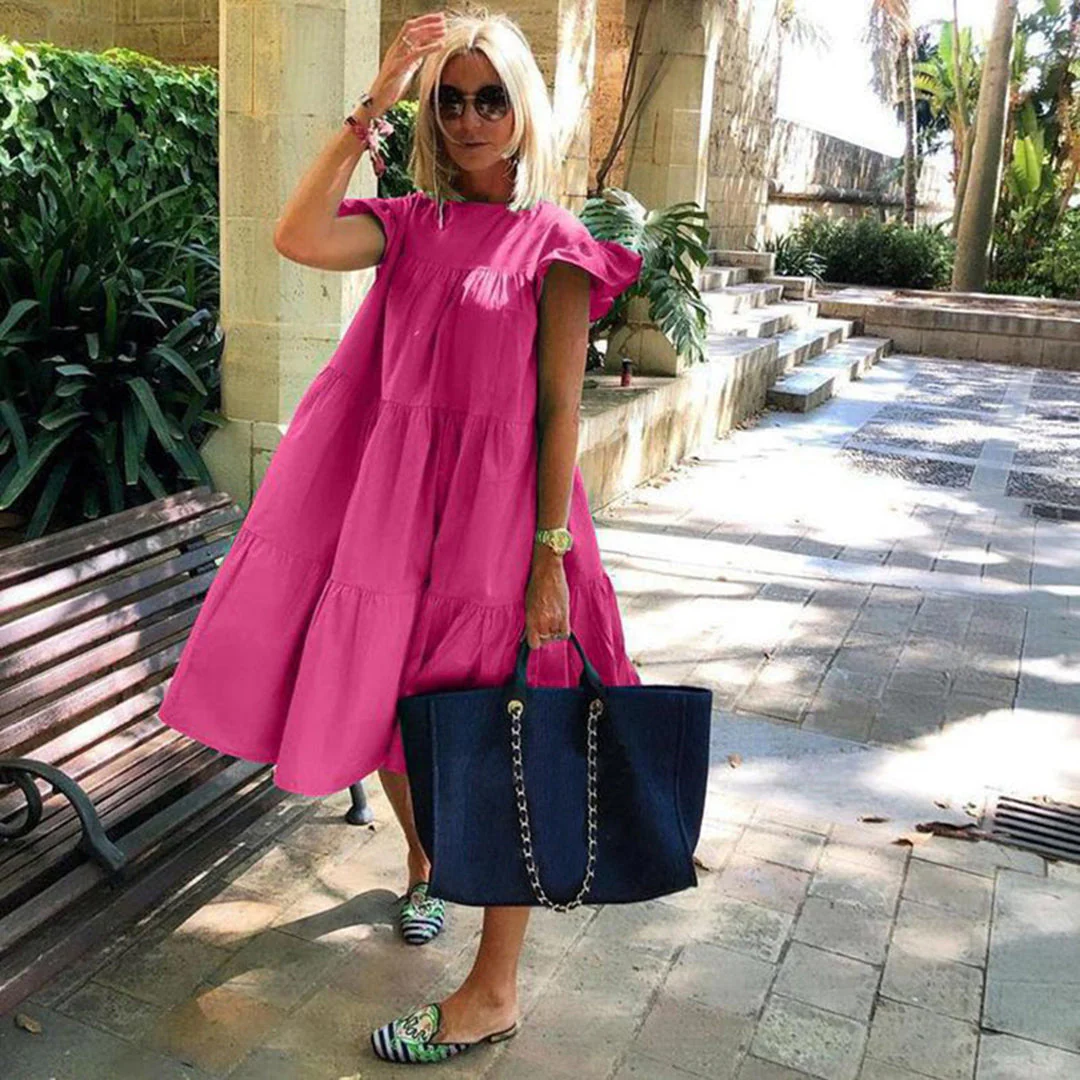 Heidi-Mode | A-Linienkleid Knielang Kurzarm Florale Applikation Leichtgewicht - Image 7