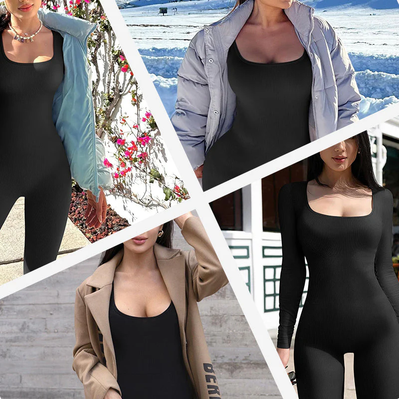 Heidi-Mode | Langärmeliger Damen-Overall mit Quadratischem Ausschnitt und Weitem Bein - Image 4