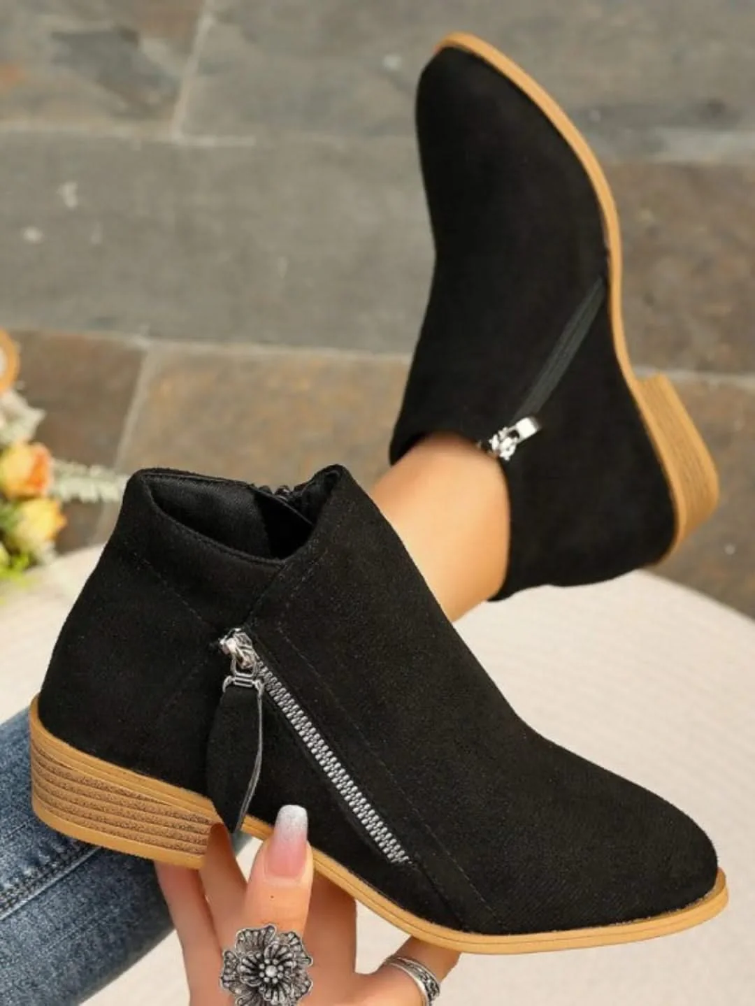 Heidi-Mode | Ankle Zipper Aus Wildleder Stil Chic und Unübertroffener Komfort