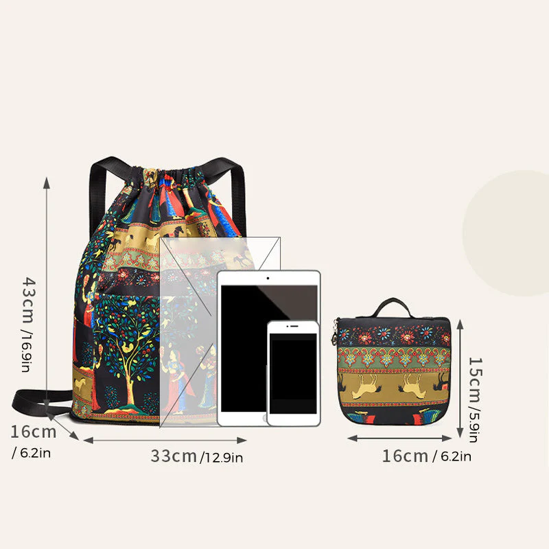 Heidi-Mode | Faltbarer Rucksack Großer Wasserdichter Rucksack Zum Zusammenfalten mit Kordelzug - Image 14