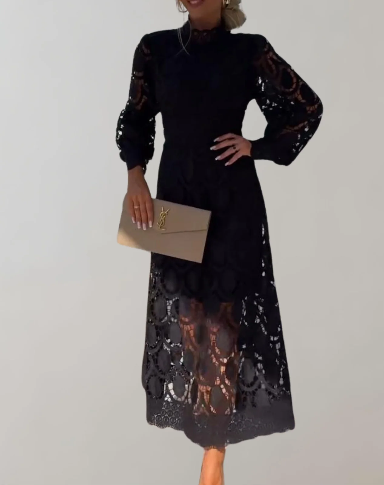 Heidi-Mode | Anspruchsvolles Midikleid Aus Weißer Spitze Spitzenkleid Im Vintage-Stil - Image 2
