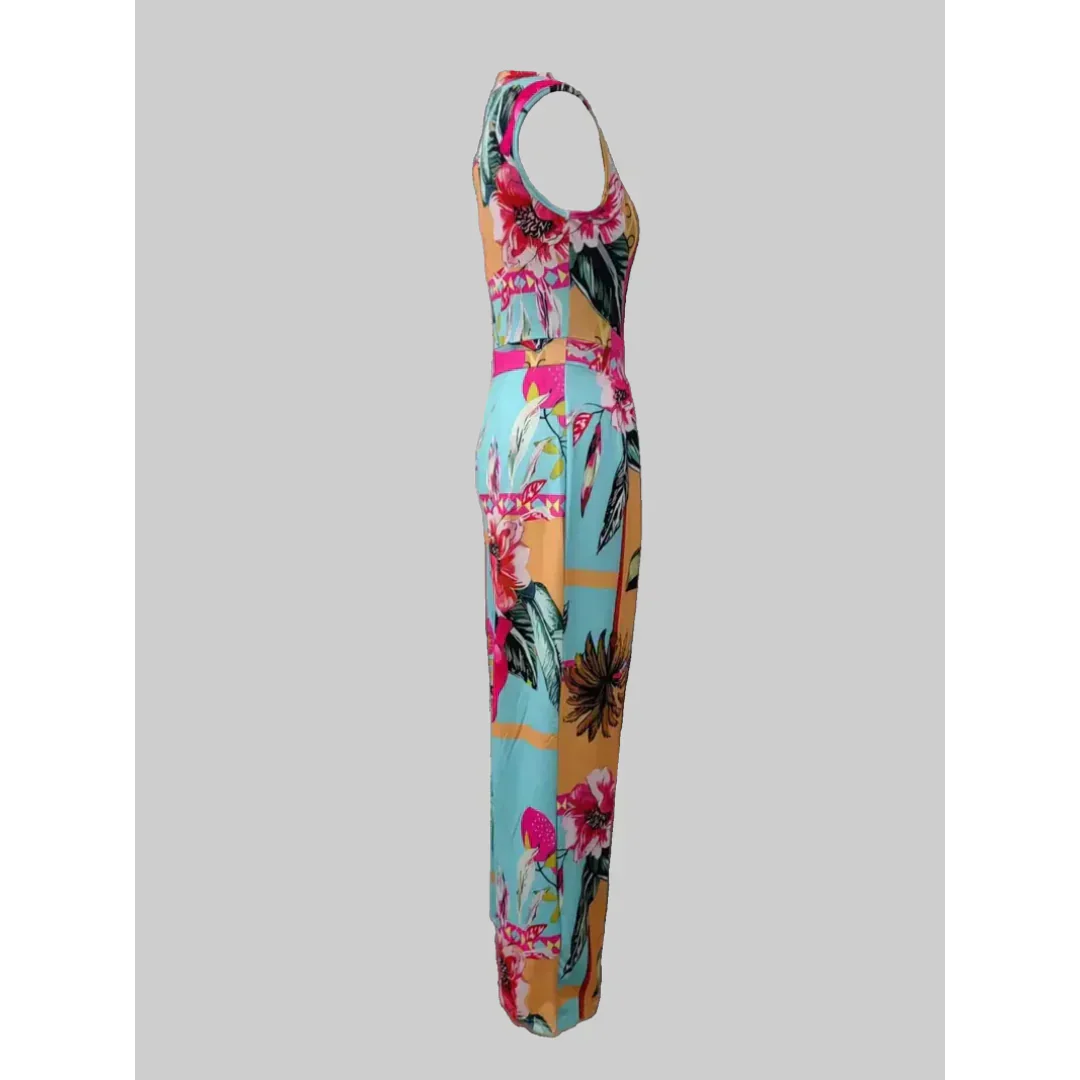 Heidi-Mode | Ärmelloser Jumpsuit - Boho - Blumendruck Weites Bein - Image 3