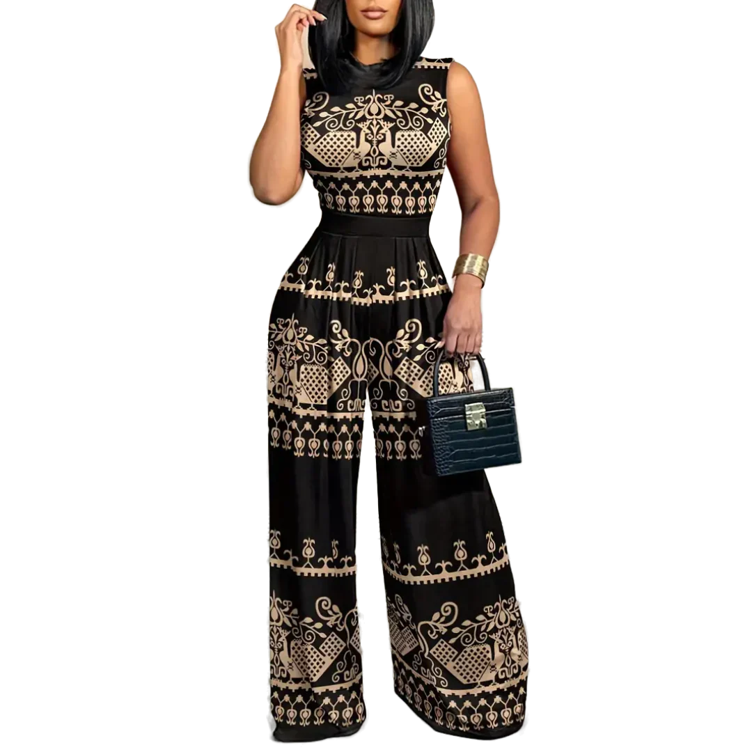 Heidi-Mode | Ärmelloser Jumpsuit - Boho - Blumendruck Weites Bein - Image 5