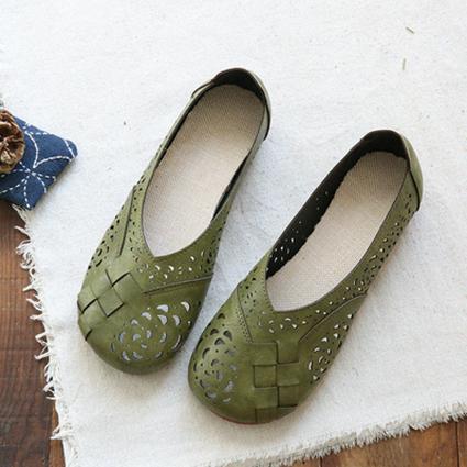 Heidi-Mode | Atmungsaktive Lederflats Im Vintage-Stil - Image 4