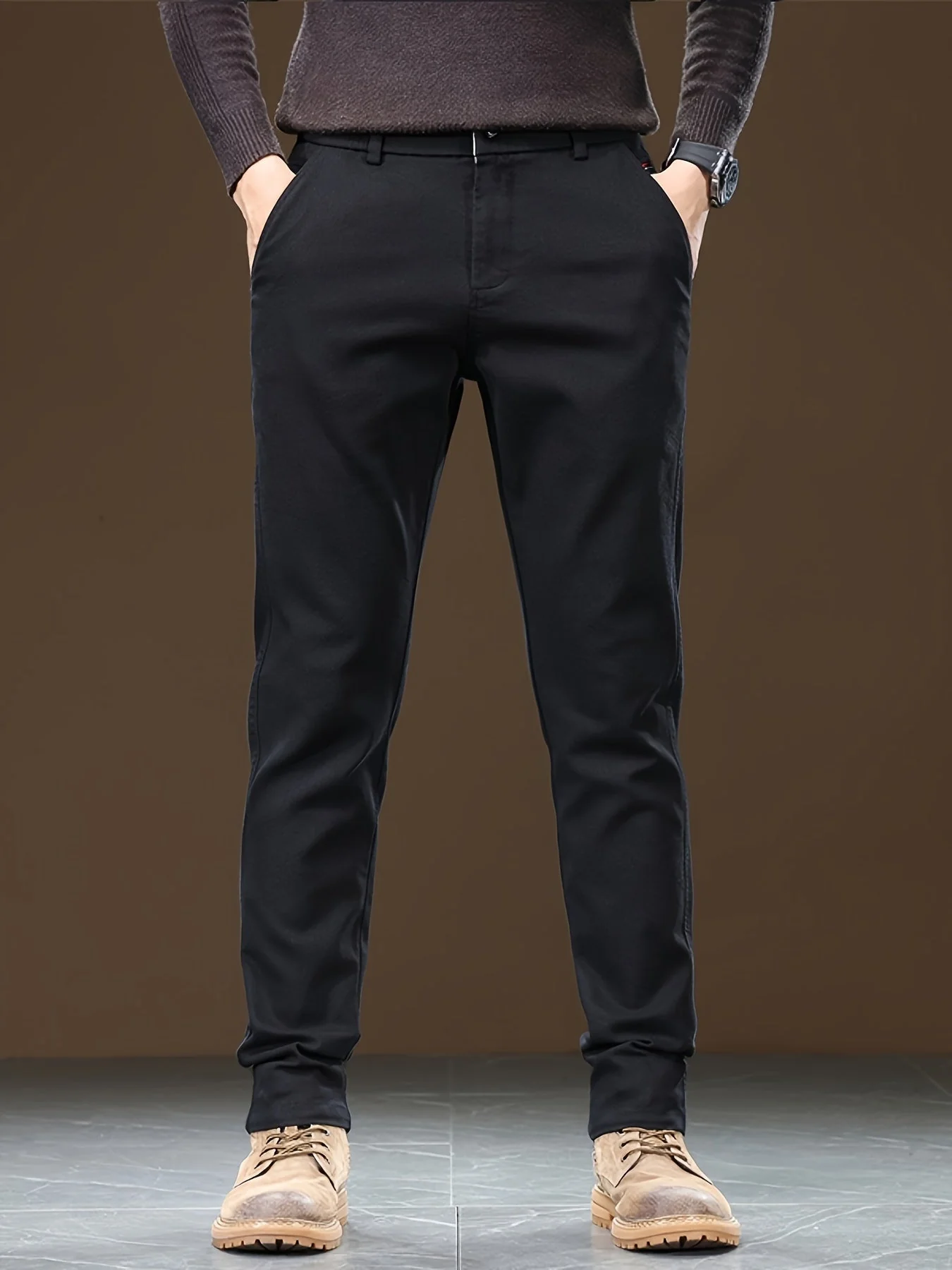 Heidi-Mode | Baumwoll Herren Chino Hose, Reguläre Passform, Dehnbarem Stoff - Image 2