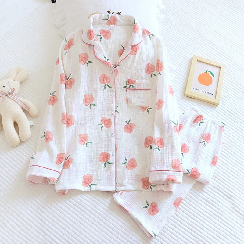 Heidi-Mode | Baumwolle Pyjama Set für Frauen Pfirsich - Image 2