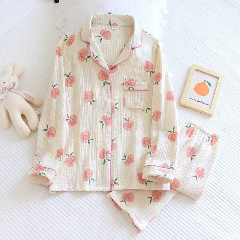Heidi-Mode | Baumwolle Pyjama Set für Frauen Pfirsich - Image 3