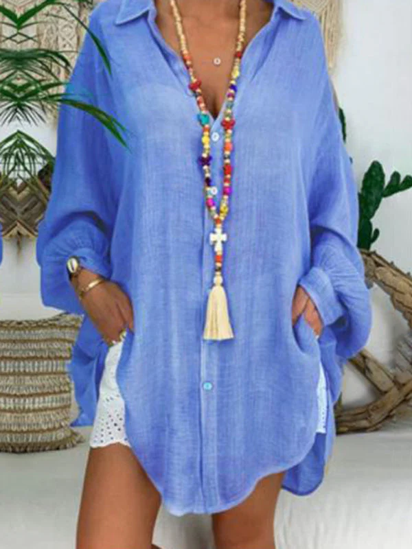 Heidi-Mode | Baumwoll-Leinen-Shirt Plus Size Damen Knopf Locker Langarm Freizeitshirt Damen Oberteile - Image 11