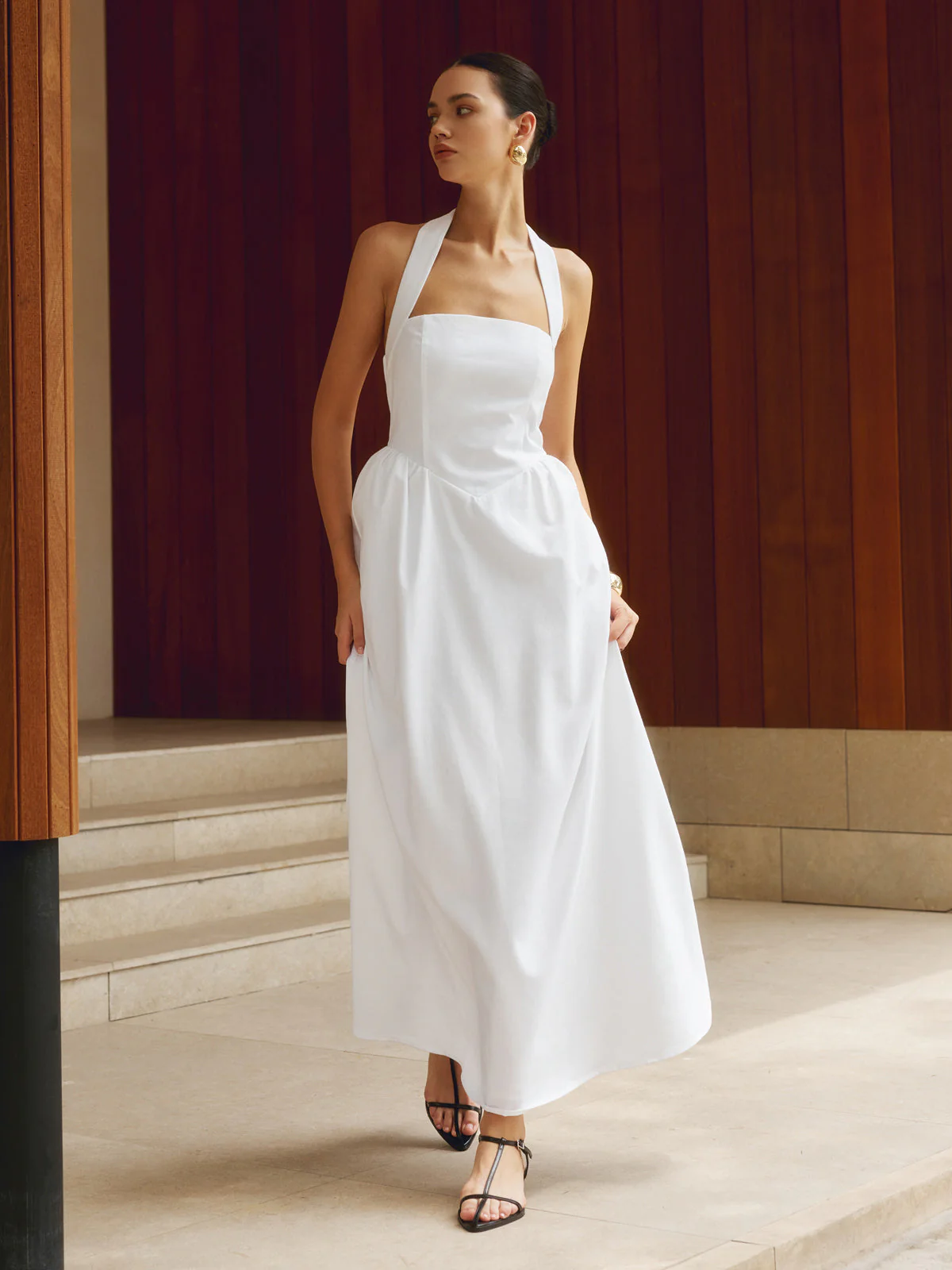 Heidi-Mode | Baumwolle & Leinen Träger A-Linie Lange Kleid - Image 11