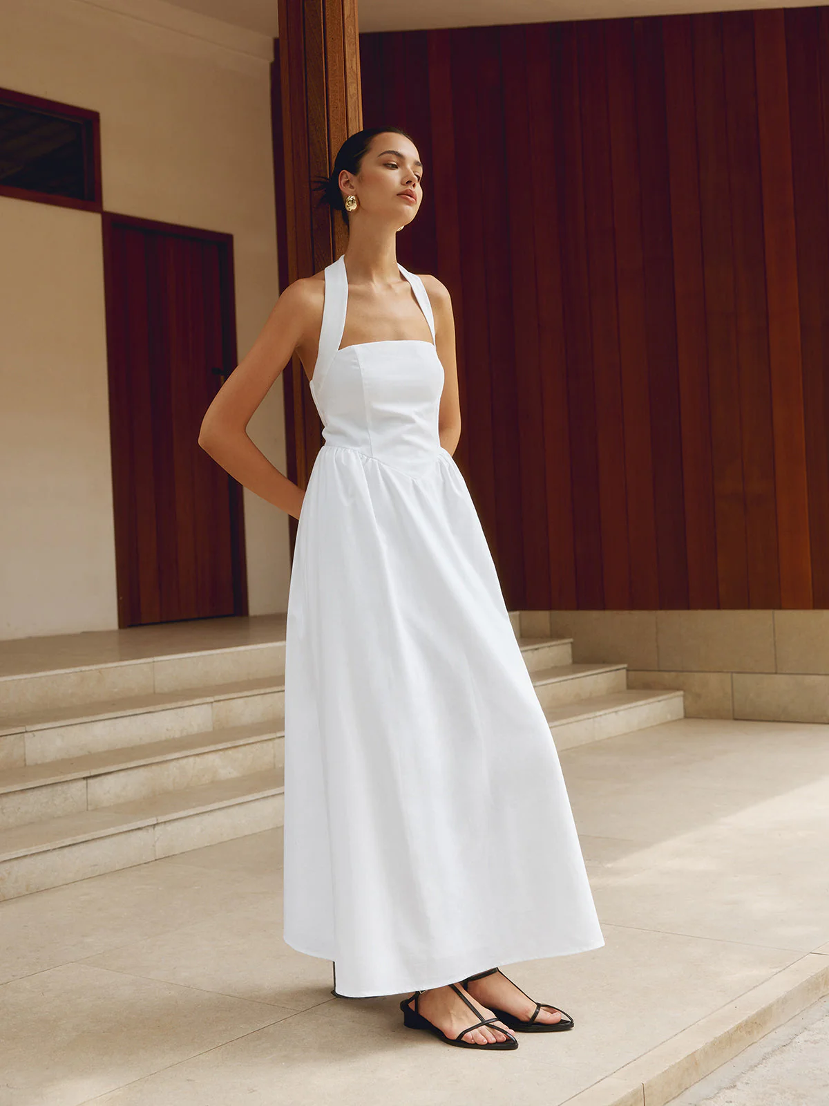 Heidi-Mode | Baumwolle & Leinen Träger A-Linie Lange Kleid - Image 3