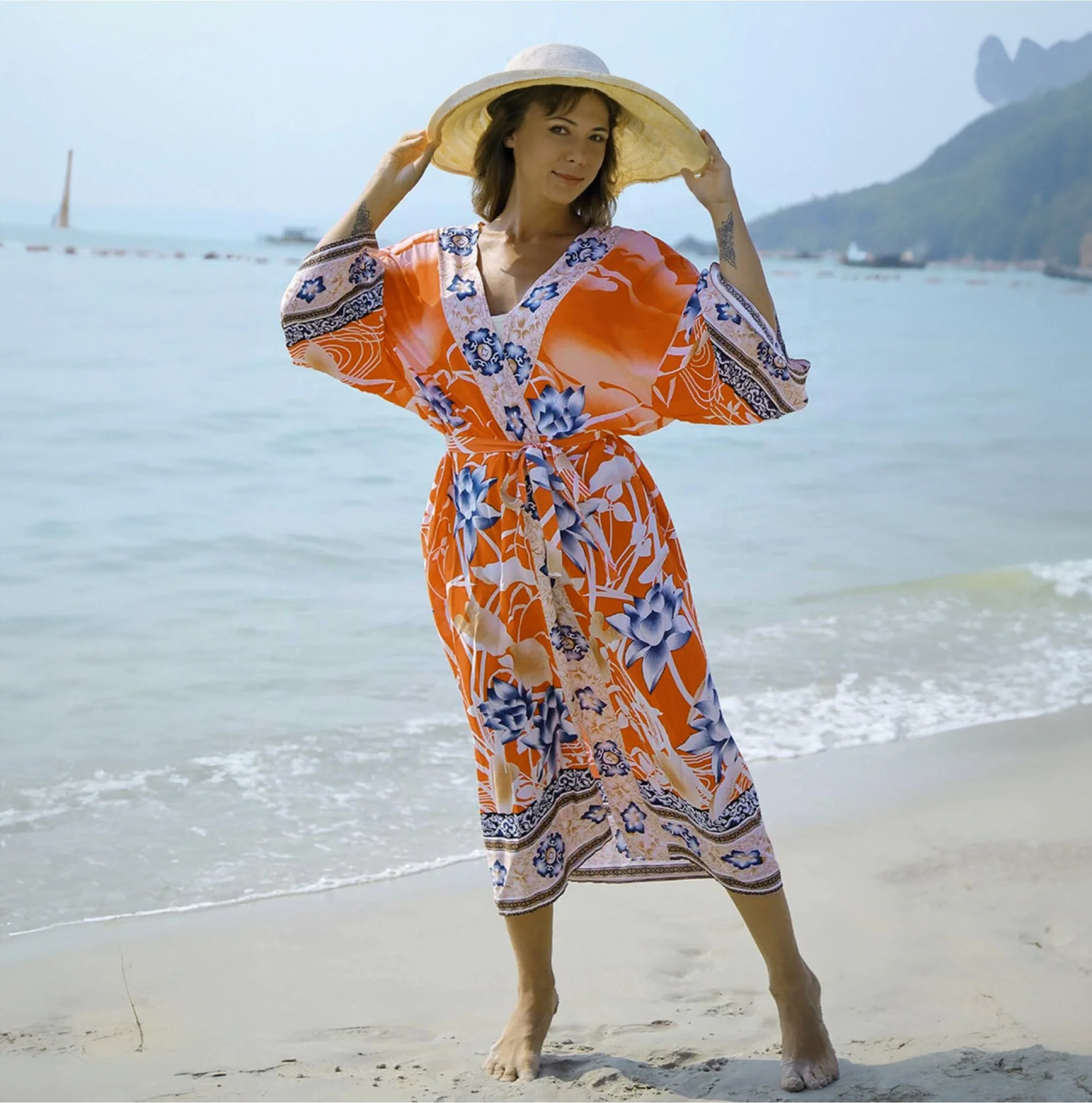Heidi-Mode | Bedruckter, Vom Kimono Inspirierter, Stylischer Strandüberwurf - Image 10