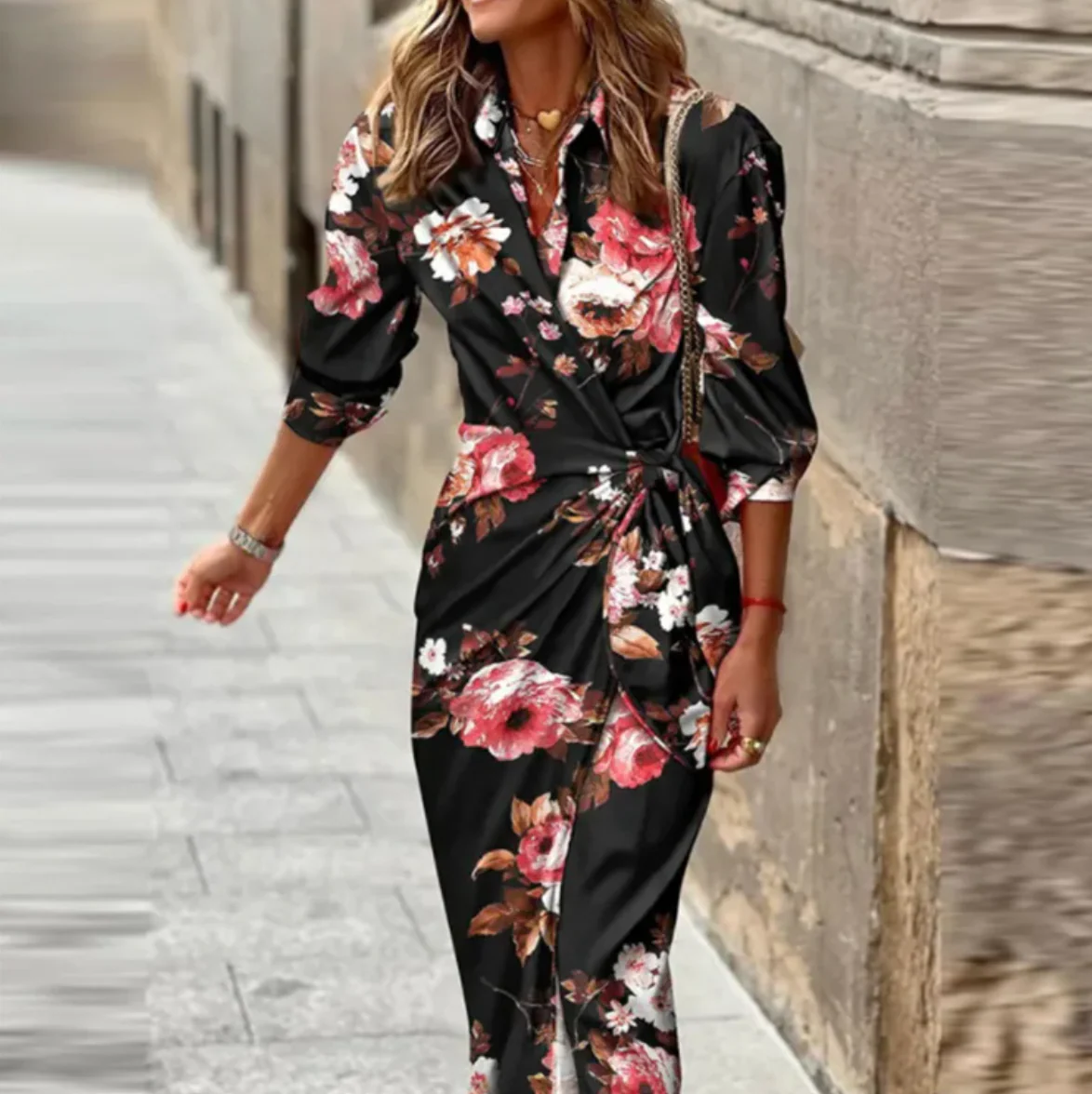Heidi-Mode | Bedrucktes Elegantes Kleid mit Halben Ärmeln - Image 5