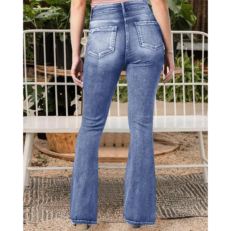 Heidi-Mode | Beliebte Weinlese Seitenknopf Hohe Taille Skinny Jeans