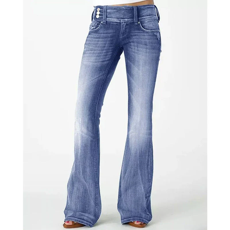 Heidi-Mode | Beliebte Weinlese Seitenknopf Hohe Taille Skinny Jeans - Image 2
