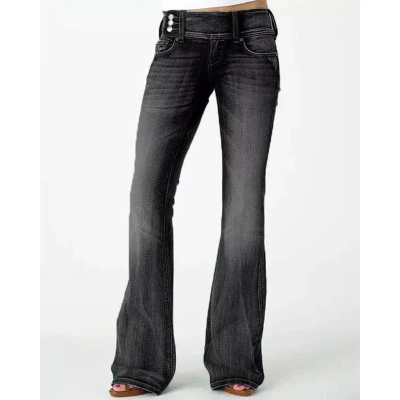 Heidi-Mode | Beliebte Weinlese Seitenknopf Hohe Taille Skinny Jeans - Image 3