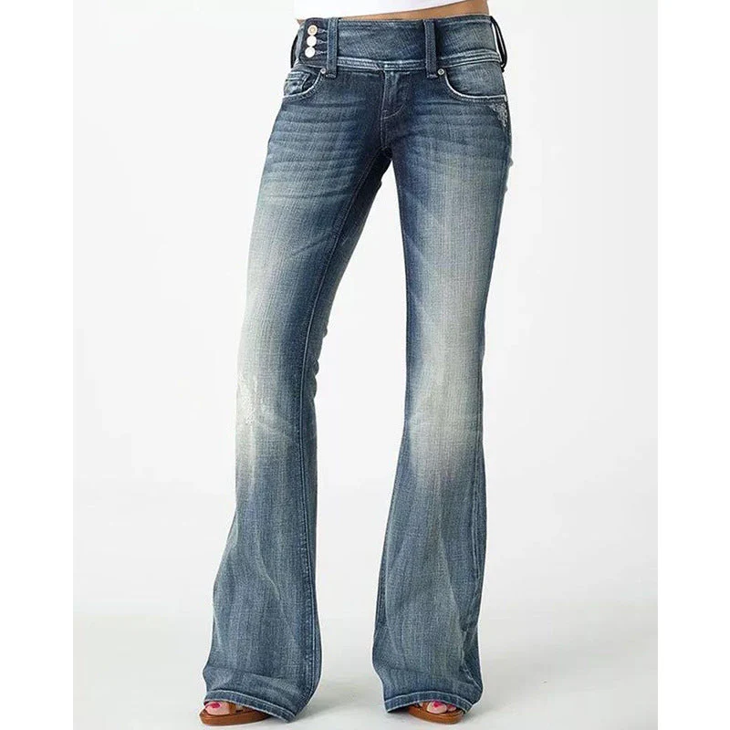Heidi-Mode | Beliebte Weinlese Seitenknopf Hohe Taille Skinny Jeans - Image 4
