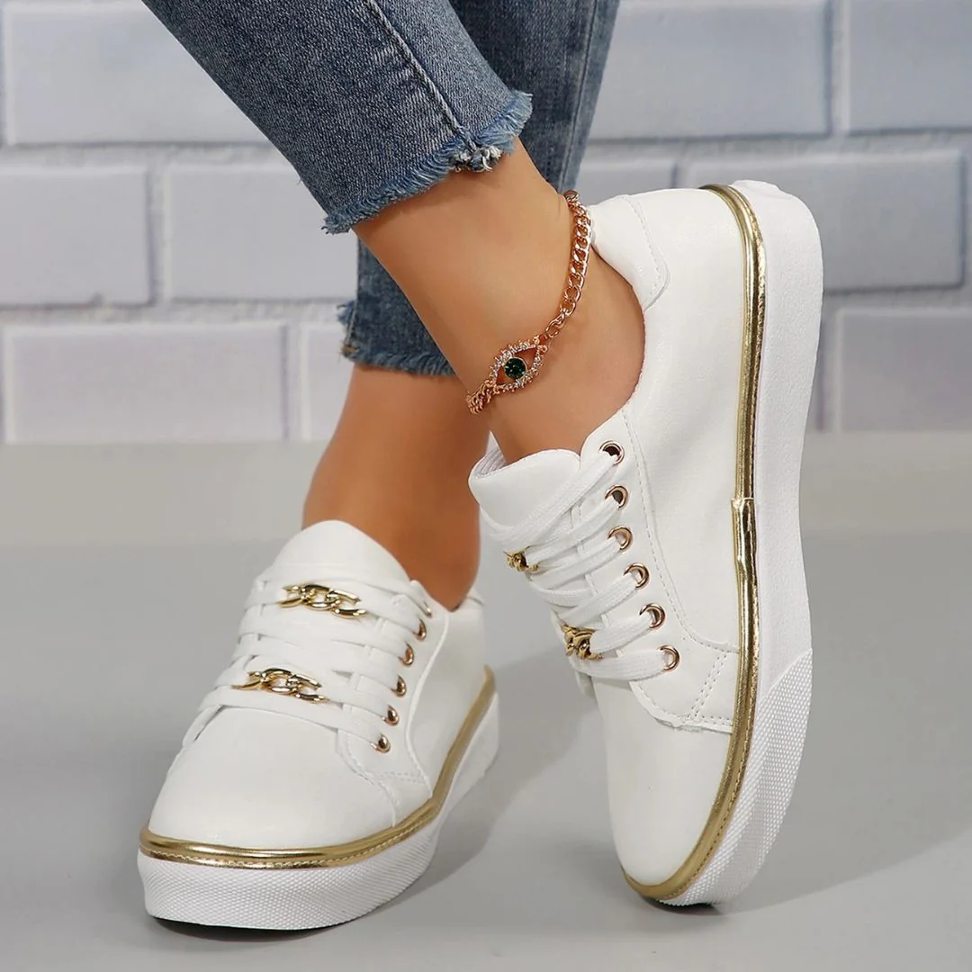 Heidi-Mode | Bequeme Damen Sneaker mit Goldakzenten und Weicher Einlegesohle für Sommer - Image 4
