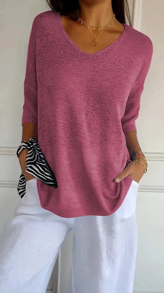 Heidi-Mode | Bequemes Damen Stricktop mit V-Ausschnitt - Image 4
