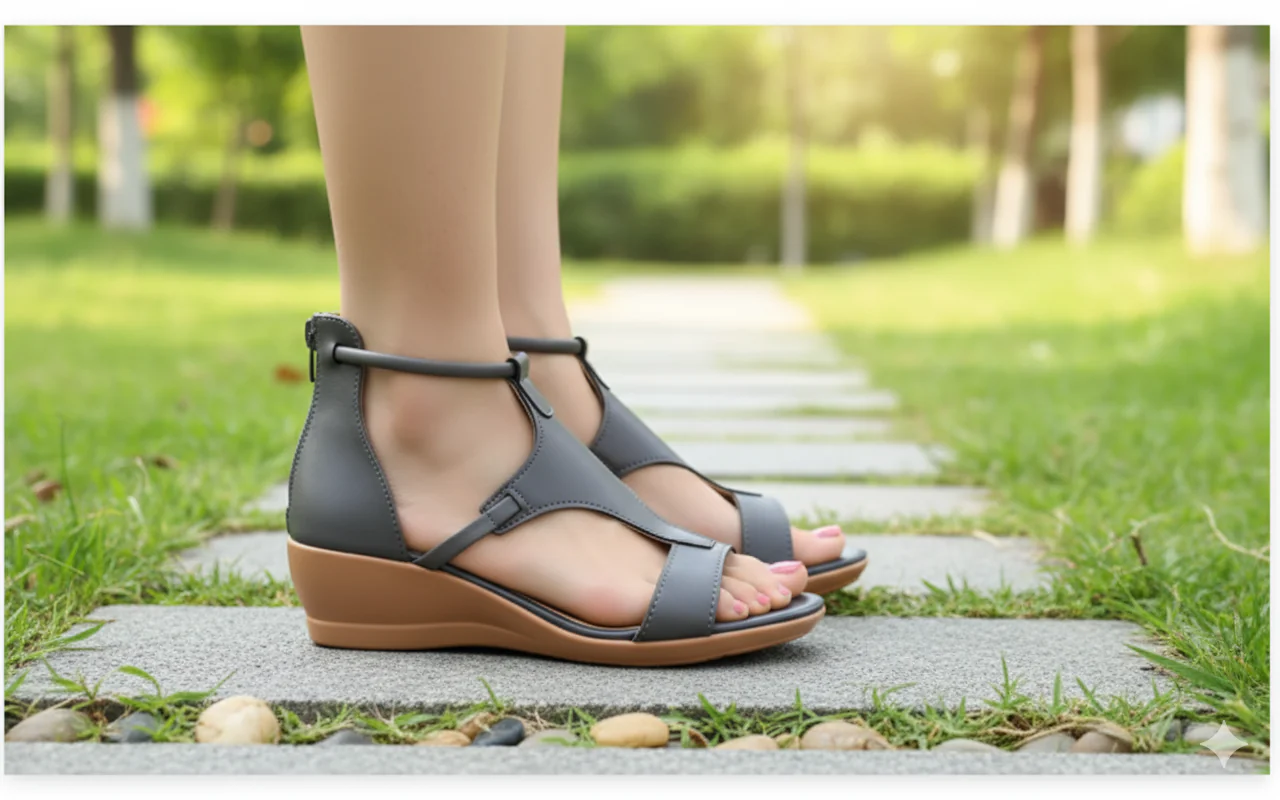 Heidi-Mode | Bequeme Orthopädische Keilsandalen für Damen Lässige Keilsandalen Aus Leder mit Fußgewölbeunterstützung - Image 3