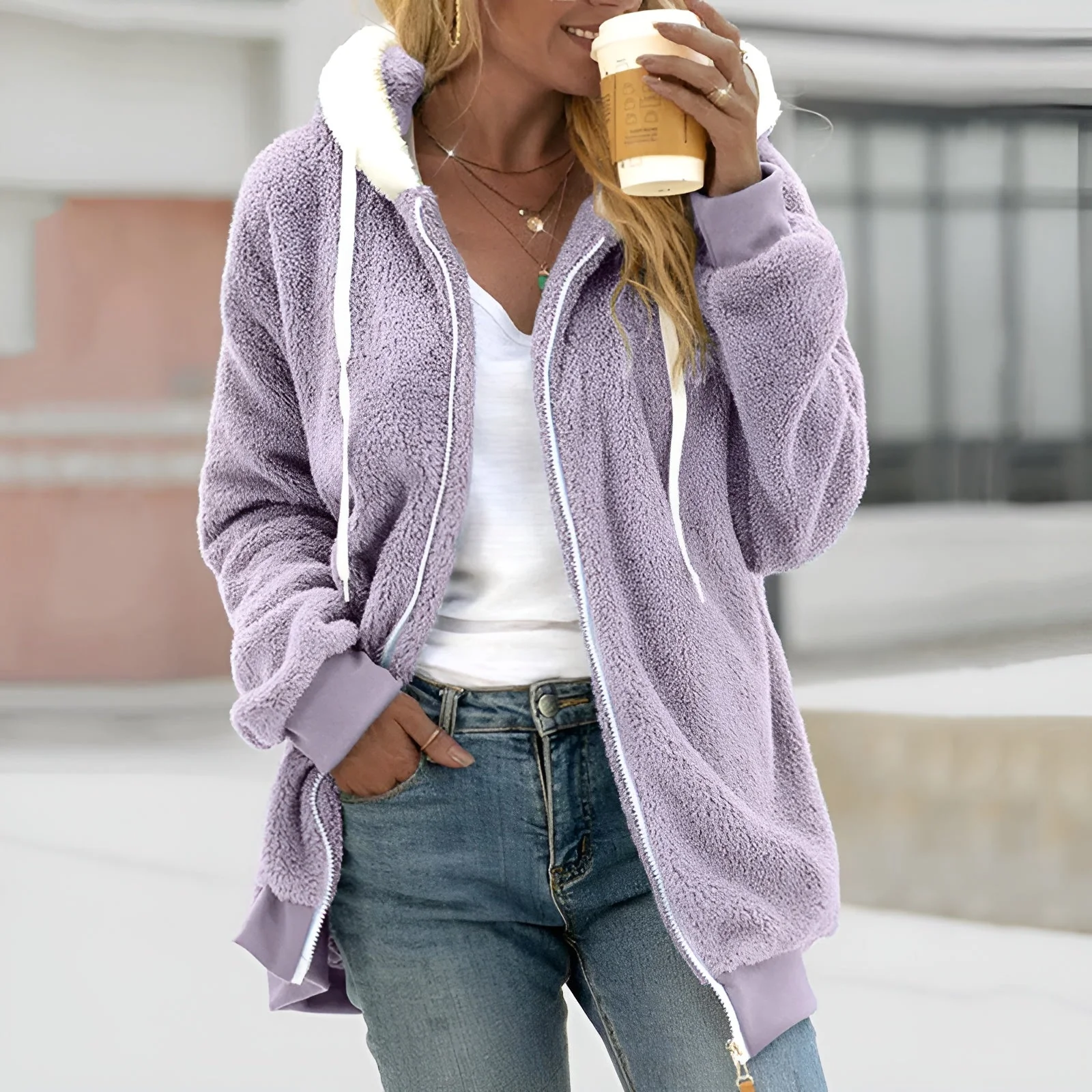 Heidi-Mode | Bequeme Superweiche Fleecejacke mit Kapuze - Image 6