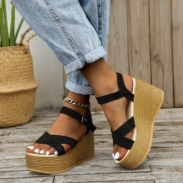 Heidi-Mode | Bequeme Trendy Keilabsatz Damen Sandalen mit Hohem Absatz - Image 2